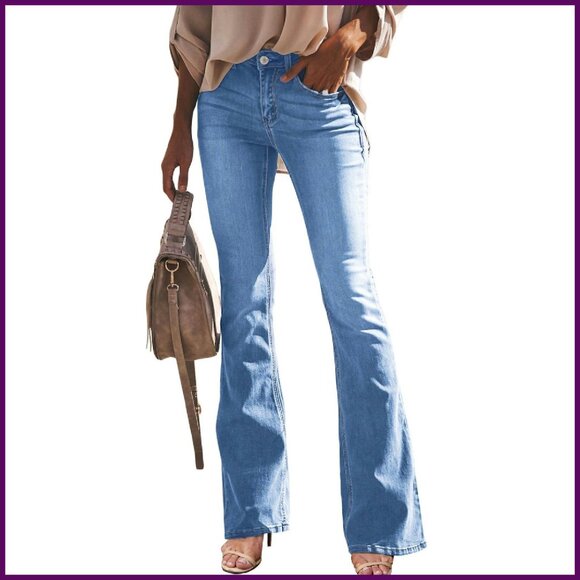 High Waisted Bell Bottom Bootcut Jeans Flared Wide Leg Denim Pants